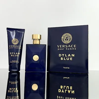 Versace DYLAN BLUE 2pc Men Set 3.4oz EDT Spray +3.4oz Shower Gel • $64.45