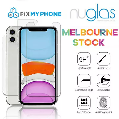 $8.95 • Buy Front And Back Nuglas Tempered Glass Screen Protector For IPhone 11 X 8 Plus 8
