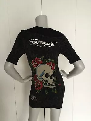 Ed Hardy By Christian Audigier Full Zip Dress Hooded Skull Cardigan Size S • $74.99