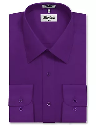 New Berlioni Italy Men Premium Classic French Convertible Cuff Solid Dress Shirt • $26.24