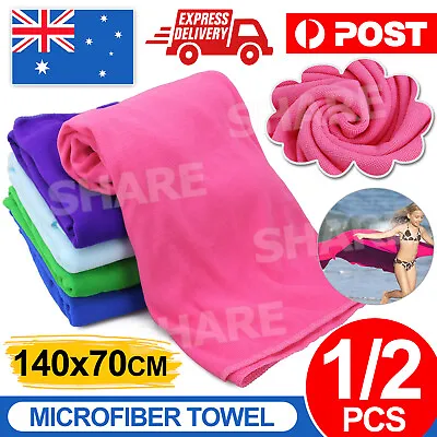 $12.95 • Buy 70x140cm Microfiber Bath Beach Towel Gym Sport Footy Travel Yoga Swimming Drying