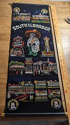 Souvenirs Mexico South Of The Boder WALL HANGING VINTAGE FELT TAPESTRY 32 X 12  • $11.99