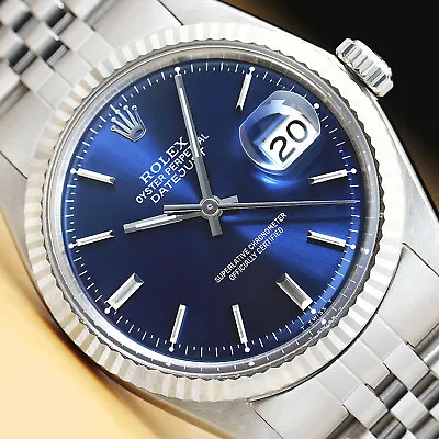 Rolex Mens Datejust Blue Dial 18k White Gold & Stainless Steel Watch • £3213.97