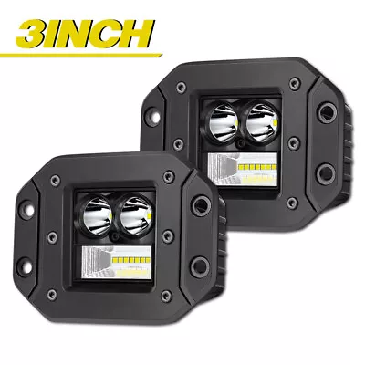 2X 3  Flush Mount LED Work Light Bar Rear Bumper Reverse Pods 2-Row Driving AU • $38.99