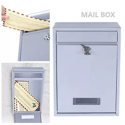 Wall Mount Mailbox Post Mail Box Outdoor Locking Letter Post Box Mail W/ 2 Keys • $31.35