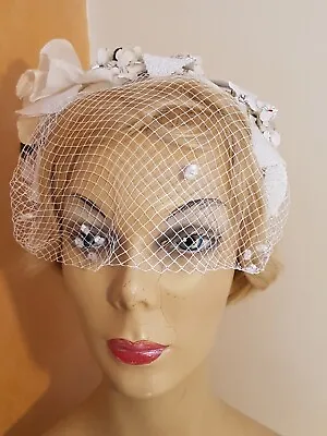 £28.36 • Buy Vintage Womens 50s/60s Floral Ivory Bridal Headband Hat