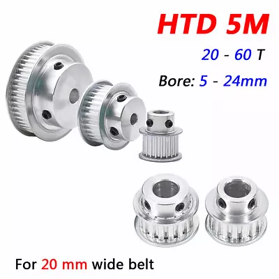 5M Timing Belt Pulleys Bore 5mm-24mm With Steps 20T-60T For 20mm Wide Belts CNC • $4.79