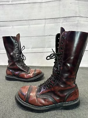 Gripfast Oxblood Burgundy 14 Eye Steel Toe Combat Boots UK 8 US 9 Goth Grunge • $175