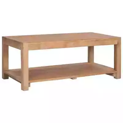 Solid Teak Wood Coffee Table Living Room Tea Table Storage Shelf Rack VidaXL • $200.99