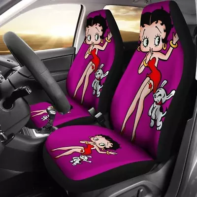 $54.99 • Buy Betty Boop With Dogs Purple Theme Car Seat Covers Amazing Best Gift (set Of 2)