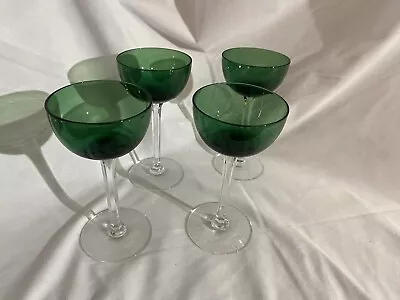 Vintage Tiffin-Franciscan KILLARNEY GREEN  Set Of 4 WINE GLASSES 5 1/2 Inch .A+ • $35.99