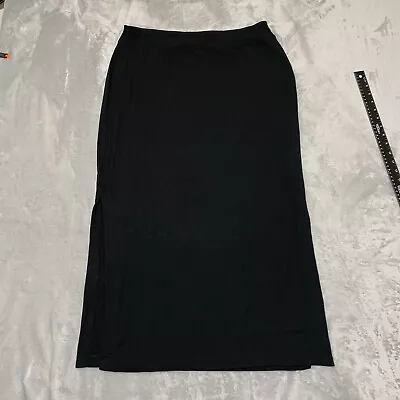 J.Jill Wearever Skirt Medium Black Rayon Stretch Side Slits Maxi • $17.89