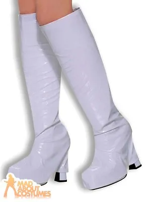 £9.89 • Buy White Gogo Boot Covers Deluxe Ladies 1960s 1970s Hippy Fancy Dress Accessory