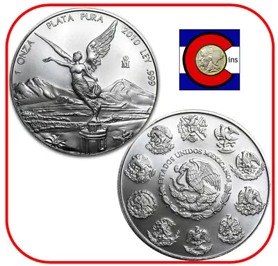 2010 Mexico Libertad 1 Oz BU Mexican Silver Coin In Direct Fit Capsule • $47.95