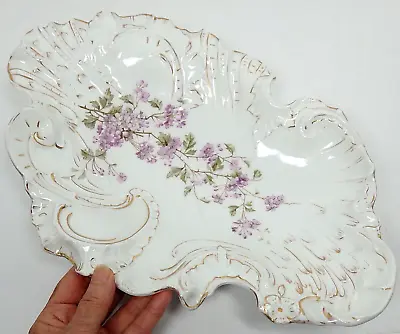 Beautiful Antique C.T. Carl Tielsch Germany Large Victorian Porcelain Bowl Lilac • $125