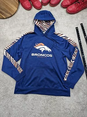 Denver Broncos Hoodie Mens Large Blue Orange Stripe NFL Hooded Sweatshirt • $18.37