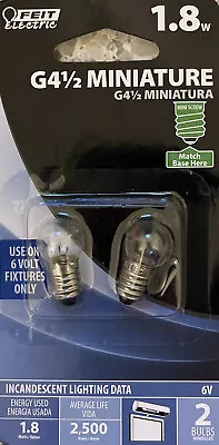 Feit Electric 1.8-Watt Clear G4 1/2 Miniature 6-Volt Bulb W/E10 Mini Screw Base • $3.39