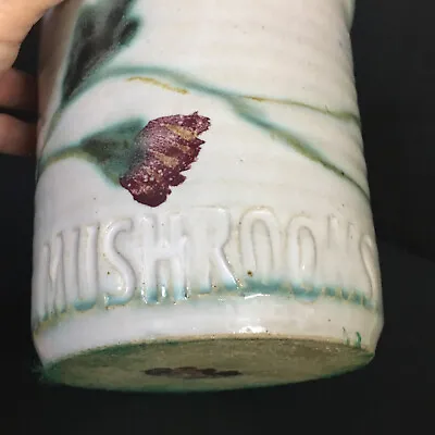 Vintage Tom Jones Art Pottery  Jar Thistle & Mushroom Signed 1984 Fairhope AL • $33.30