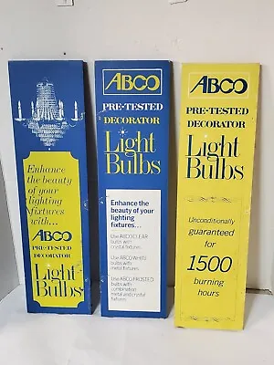 Lot Of Three Vintage ABCO  Light Bulb Wooden Display Signs 70's Advertising • $19.99