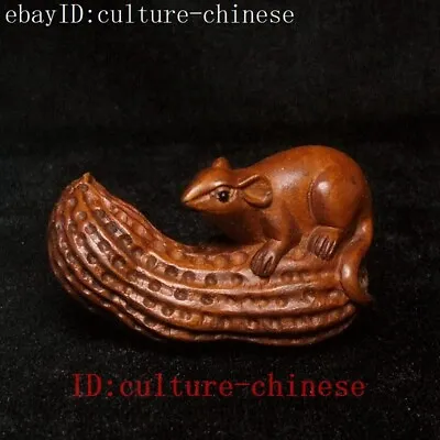 £25.20 • Buy Old Japanese Boxwood Hand Carved Little Wealthy Mouse Statue Netsuke Decoration