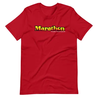 MARATHON Chocolate Caramel Candy Bar Vintage Style Short-Sleeve Unisex T-Shirt • $23.50