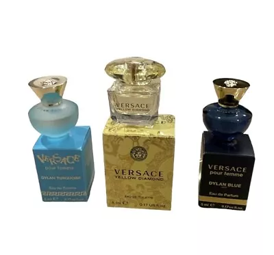 3 Pieces Mini Versace Set Women Perfume 5 Ml TurquoiseYellow DiamondDylan Blue • $24.99