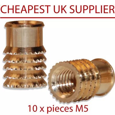  M5 THREADED SOLID Brass Inserts Push Fit Press In For Plastics10X -100X Pack  • £3.25