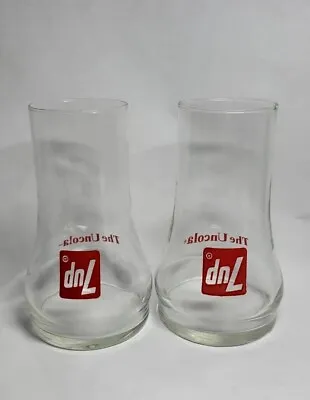  7up The Uncola Beverage Glasses Lot Of Two Retro - Upside Down Shape ~ Vintage • $9.99