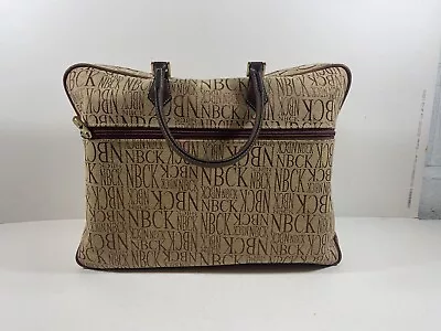 Nobuck Beige/Brown Canvas Holdall Weekend Designer Unisex Bag Large • £24.99