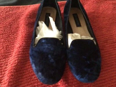 $18 • Buy Shoe Flat Bright Blue Round Toe Faux Suede Velvet Fabric 40 Forever New