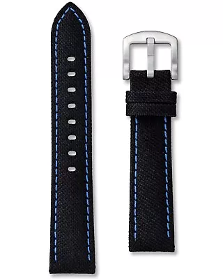 Black Blue Sailcloth Watch Strap - Moonswatch Neptune Style 18mm 20mm 22mm 24mm • £19.95