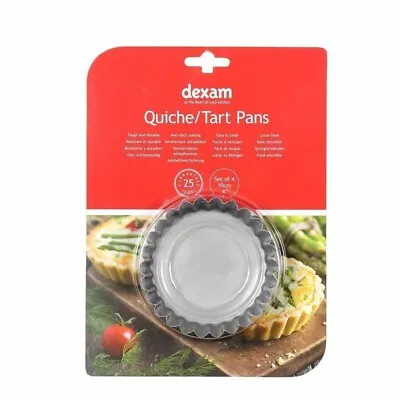 Dexam  Pack Of 4 10cm Non-Stick Loose Base Quiche/Tart Pans NEW • £7.25