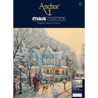 Anchor Maia Collection Counted Cross Stitch Kit  A Holiday Gathering  DIY • $90.72