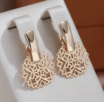 585 Rose Gold Earrings For Woman Glossy Jewelry • £17