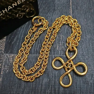 CHANEL Gold Plated CC Logos Clover Charm Vintage Necklace Pendant #399c Rise-on • £619.24