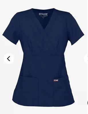 Grey's Anatomy Women's 3-Pocket Modern Fit Mock Wrap Scrub Top Indigo Blue XL • $9.99