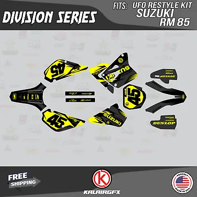 Graphics Kit For Suzuki RM85 (2001-2023) UFO RESTYLE DIVISION-Yellow-Shift • $60.99