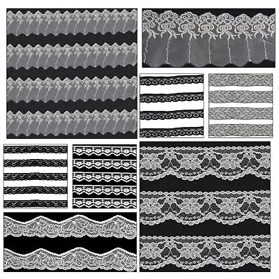 Cotton Embroidered Floral Pattern Lace Black White Ivory For Edge Sewing Craft • £9.99