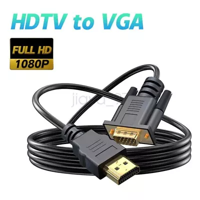 1.8m HDMI To VGA Cable Monitor Lead PC XBOX Laptop Converter Adapter 2m • £6.99