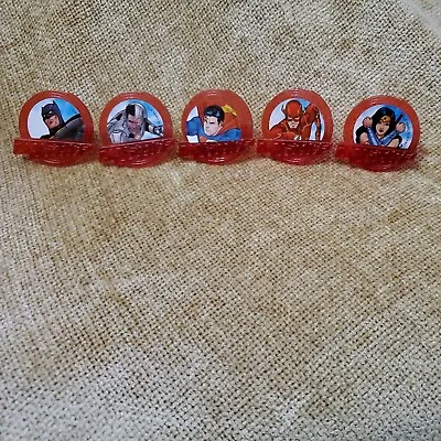 Set Of 5 Super Heroes Batman Superman Red Cupcake Cake Toppers Rings Decorations • $0.99