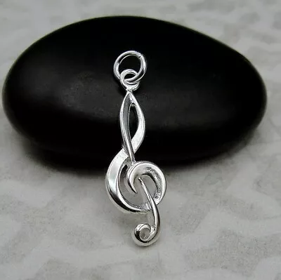 925 Sterling Silver Treble Clef Charm - Music Note Charm - Music Teacher Gift • $14.95