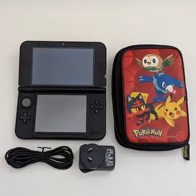 VGC! Genuine Nintendo 3DS XL Console Charger Silver Black Stylus Pokemon Case • $239.98