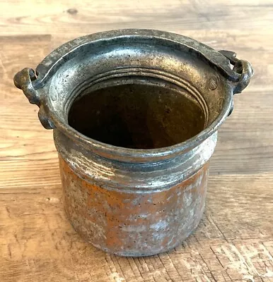 Vintage Turkish Copper And Tin Milk Yogurt Bucket Handled ~6” Tall STURDY • $29.99