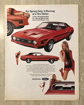1971 Ford Mustang Hardtop Boss Tape Stripes Spoiler Bumper Red Vintage Print Ad • $19.99