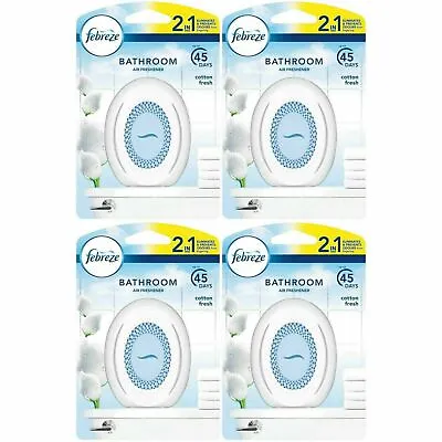 £11.59 • Buy 4 X Febreze Bathroom Air Freshener - Lasts Up To 45 Days, Scented, Cotton Fresh