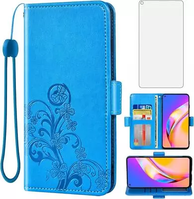Oppo A94 5G/A95 5G Wallet Case And Tempered Glass Screen Protector - Blue • $47.95