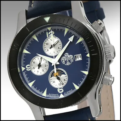 S.u.g. Phenom Men's 21j Automatic Watch New Blue Dial Sug Blue Leather Strap • $89.99