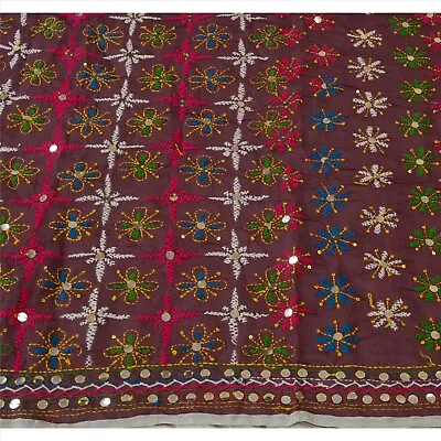 Sanskriti Vintage Dupatta Long Stole Cotton Hand Embroidered Phulkari Scarves • $64.99