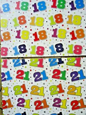 18th Or 21st BIRTHDAY WRAPPING PAPER - Boy Girl Man Woman - GIFT - FAST DISPATCH • £1.99