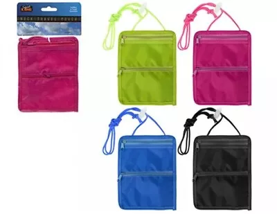 Travel Neon Neck Purse Money Coin Card Wallet • £3.49